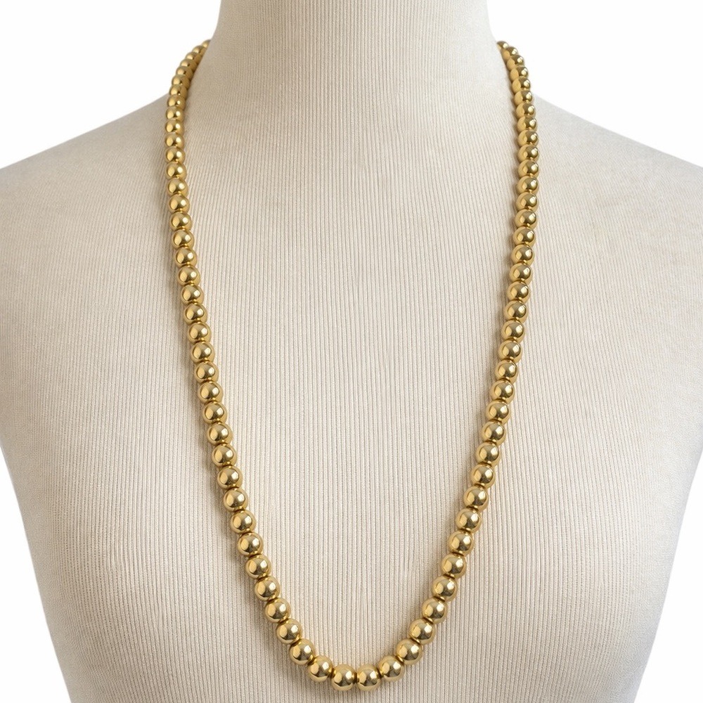 Vintage Gold Tone Beaded Necklace Korea 1970s 1980s